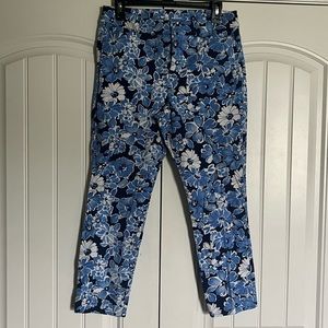Blue Floral Pixie High Rise Pants